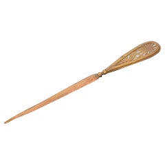 Tiffany Studios New York Pine Needle Bronze Doré and Slag Glass Letter Opener