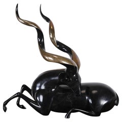 Monumental Loet Vanderveen Kudu Ram Sculpture, 1980s