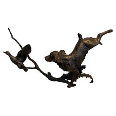 Bronze Michael Simpson Signed Limited Edition Springer Spaniel & Duck Sculpture