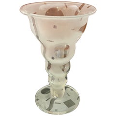 Monumental 14.5 high Robert McCandless Frosted Etched Art Glass Vase