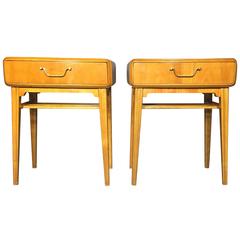 Pair of Lacquered Elm Nightstands, Axel Larsson, Sweden, 1940