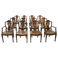 Circa 1860-80 Juego de 12 sillas de comedor inglesas de estilo georgiano