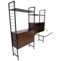 George Nelson styled Walnut and Steel Wall Unit Bookcase Desk by Ladderax