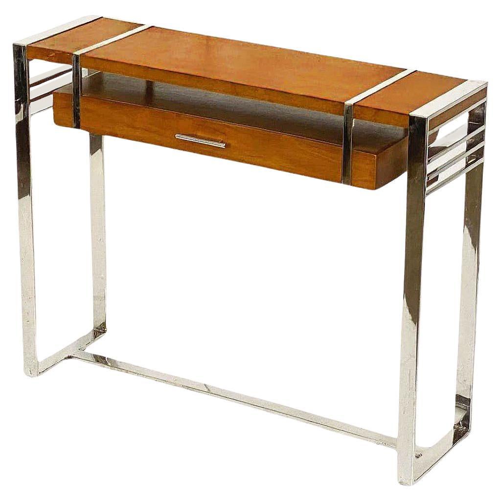 Italienischer Konsolentisch aus Chrom und Holz aus der Mitte des Jahrhunderts
