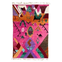 Tapis marocain Berber 6.5x10 FT, Tapis marocain tribal rose vibrant, En stock