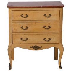 Small French Painted Chest with Marble Top and Bronze Embellishments 12