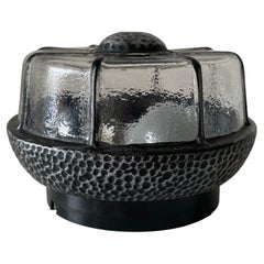 Iron Structured Glass Flush Mount Light by RZB, 1960s, Germany