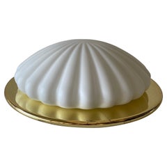 Shell Design Glass and Gold Metal Flush Mount by Peill & Putzler, 1960s, Germany