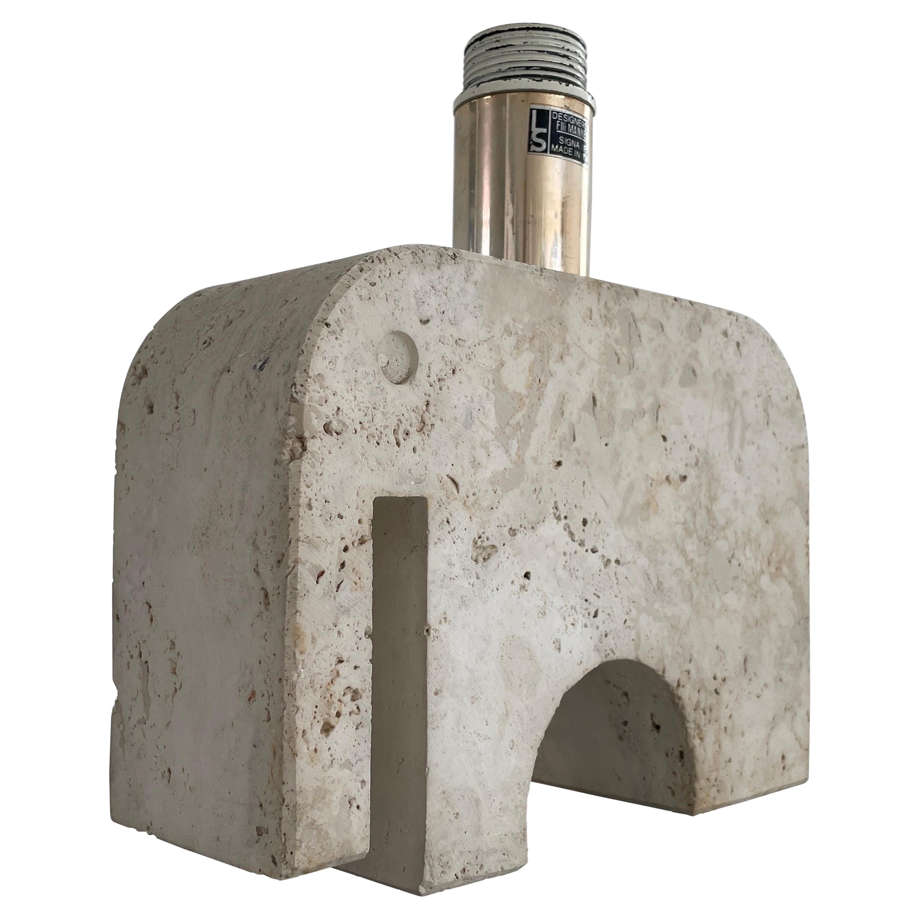 Travertin-Tischlampe im Elefantendesign von Fratelli Mannelli, Italien, 1970er Jahre