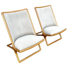 Ward Bennett for Brickel Associates Suede Scissor Chairs, A Pair