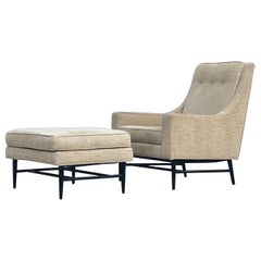 Mid-Century High-Back Lounge and Ottoman