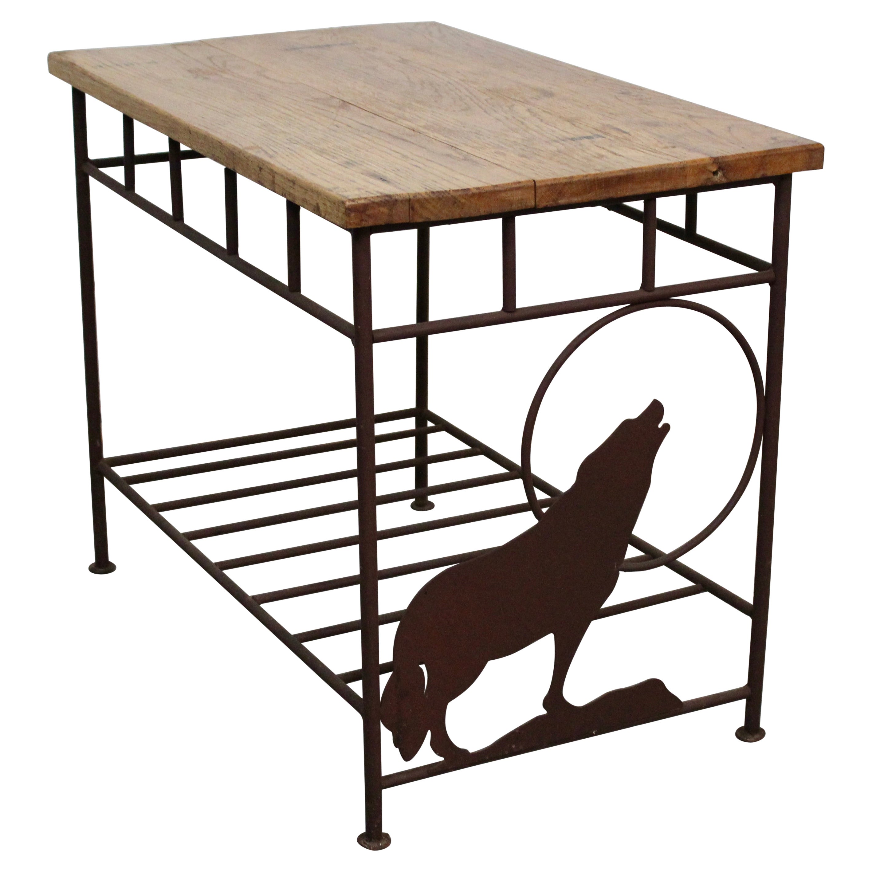 Rustikaler Vintage-Tisch „Lone Wolf“ aus Eisen und Kiefernholz im Angebot