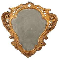 French Rococo Style Giltwood Cartouche Form Mirror, Late 19th Century