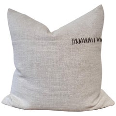 Heavy Woven Textured Linen Pillow with Hand Stitch Details