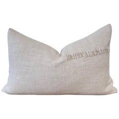 Cuscino lombare in lino intrecciato pesante con dettagli in stitch by Stitch