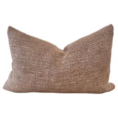 Alora Heavy Textured Linen Pillow with Down Feather Insert in Havane 25 x 25