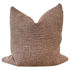 Alora Heavy Woven Textured Linen Pillow in Havane 22 x 22