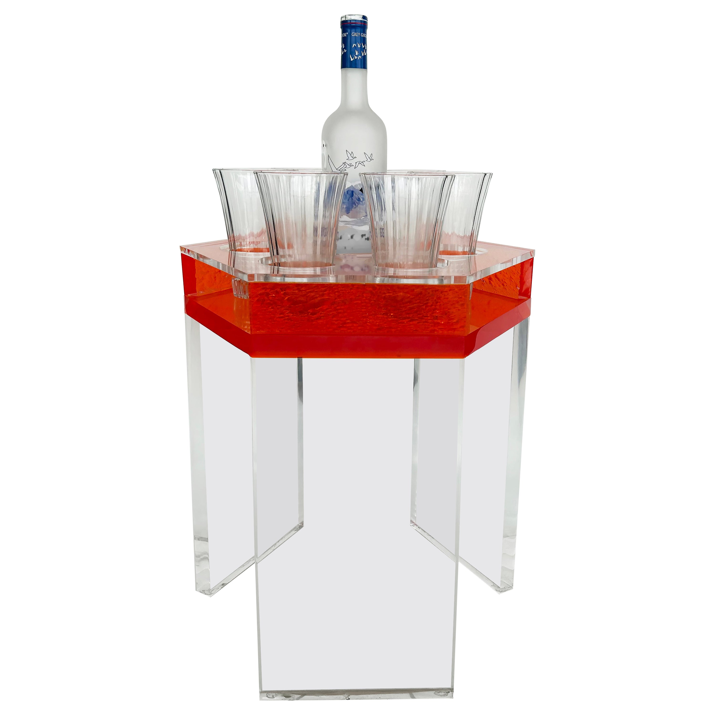 Custom Lucite "On the Rocks Drinks/Champagne/Wine" Table For Sale