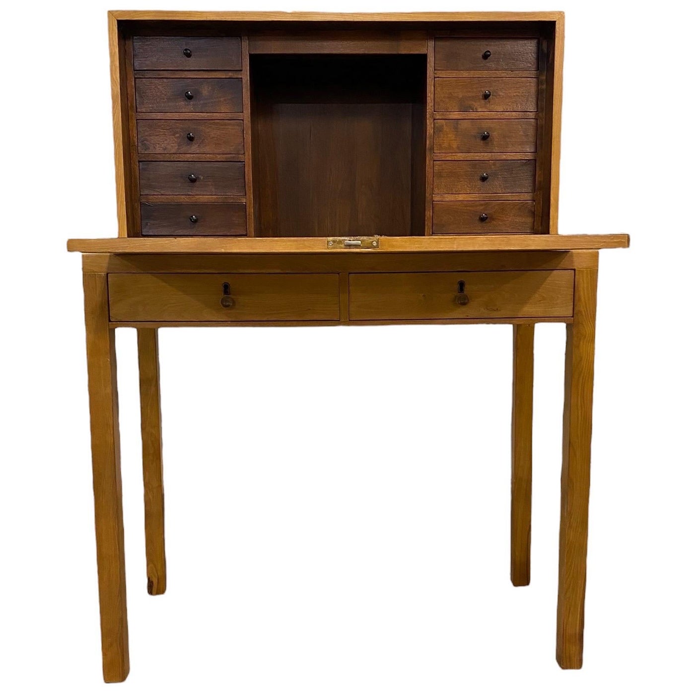 Bijou Functionalist Finnish Design Folding Secretaire, Flame Birch, 1940s For Sale