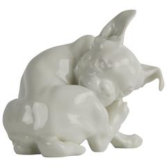 Retro Meissen Porcelain French Bulldog Dog, 1930s