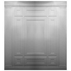 Solid Wood Panel in White Finishing with Carved Elements, Custom Made