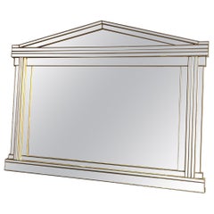 Large Domus Mirror in Wood, Gold Plexiglass and Mirrors