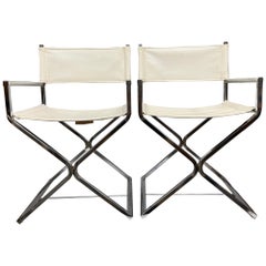 1960s Robert Kjer Jakobsen & Virtue Bros Directors Chairs White Chrome