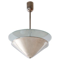 Modernist Ceiling Light Made Of Nickel Plated Brass, Opal Glass, Customizable