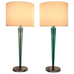 Vintage Murano Glass Lamps by Jeannot Cerutti Pair