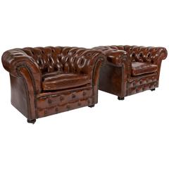 Pair of Leather Chesterfield Armchairs