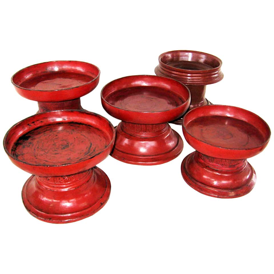 Burmese Lacquerware Pedestal Tray at 1stDibs