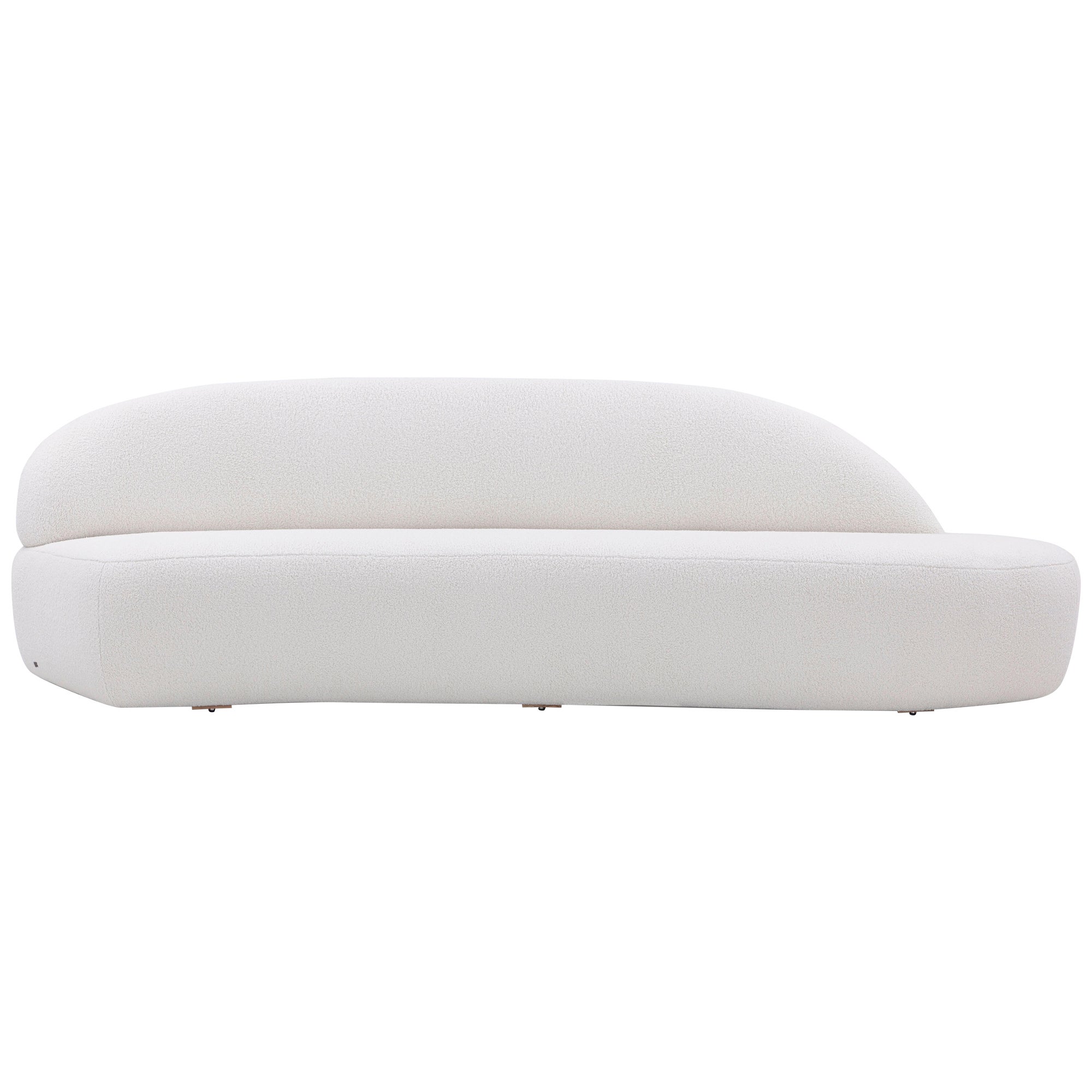 Divano modulare in tessuto di finta pelle di pecora bianca, lato sinistro personalizzabile Ruy Design