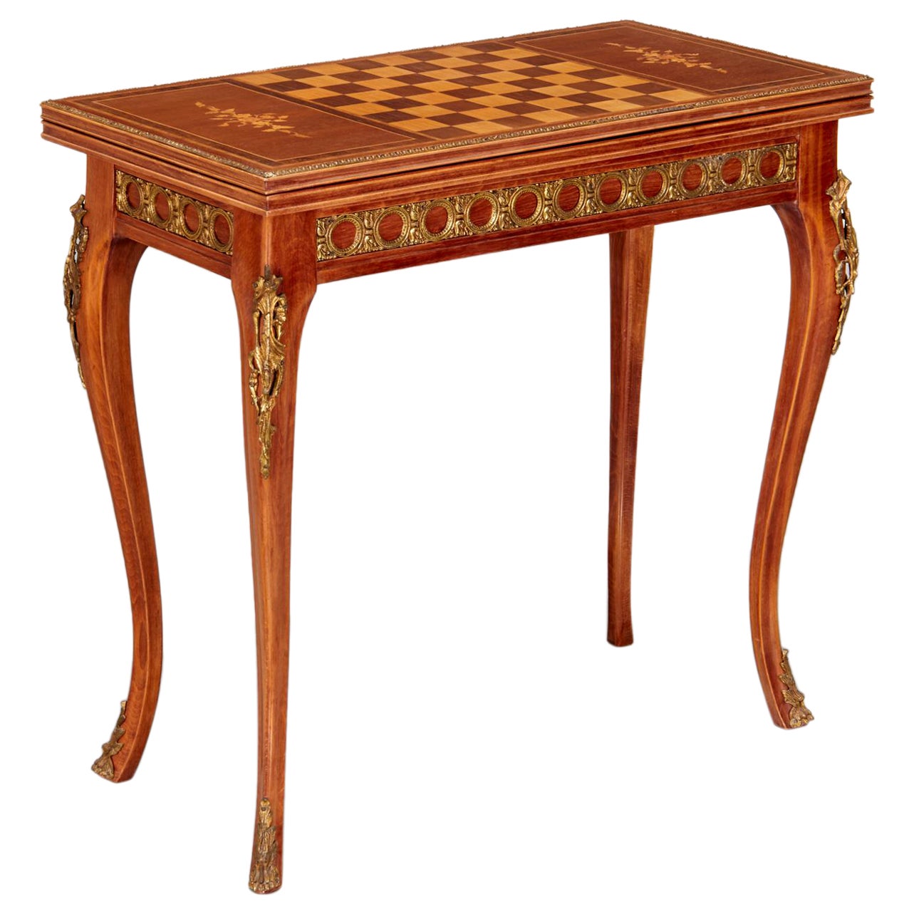 Vintage Louis XV Stil Intarsien Convertible Karte und Schachbrett Spiele Tisch im Angebot