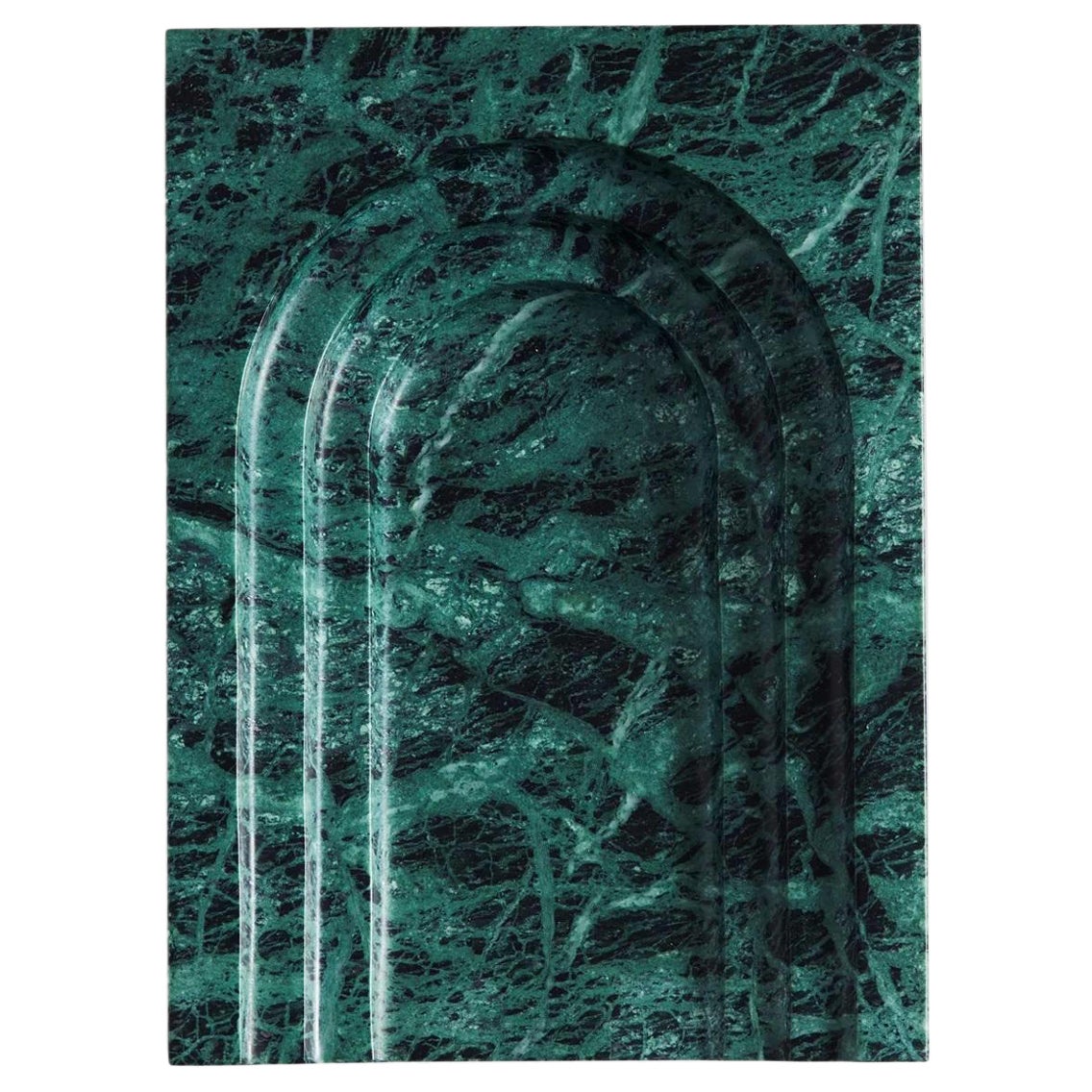 Contemporary Deep Green Marble Stone Block Dish by Henry Wilson