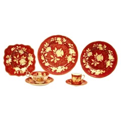 12-teiliges englisches viktorianisches Wedgwood Tonquin-Geschirr-Set
