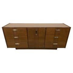 Lane Furniture American Mid-Century Walnut and Chrome 6-Drawer Credenza