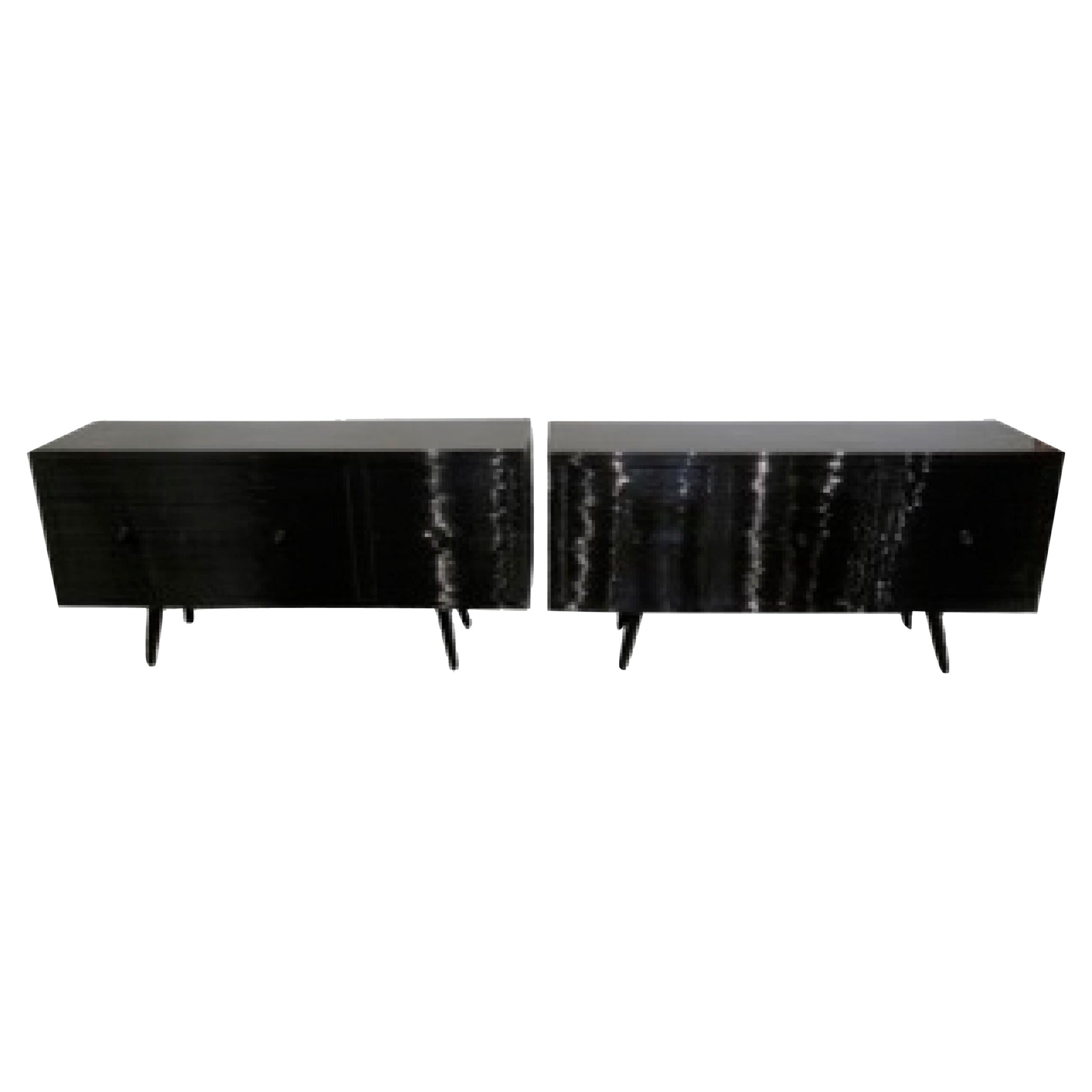 Pair of Black Lacquered Sideboards, Osvaldo Borsani, 1950s