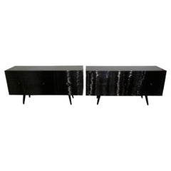 Pair of Black Lacquered Sideboards, Osvaldo Borsani, 1950s
