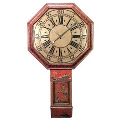 Reloj de Pared de Laca Roja de la Regencia Inglesa