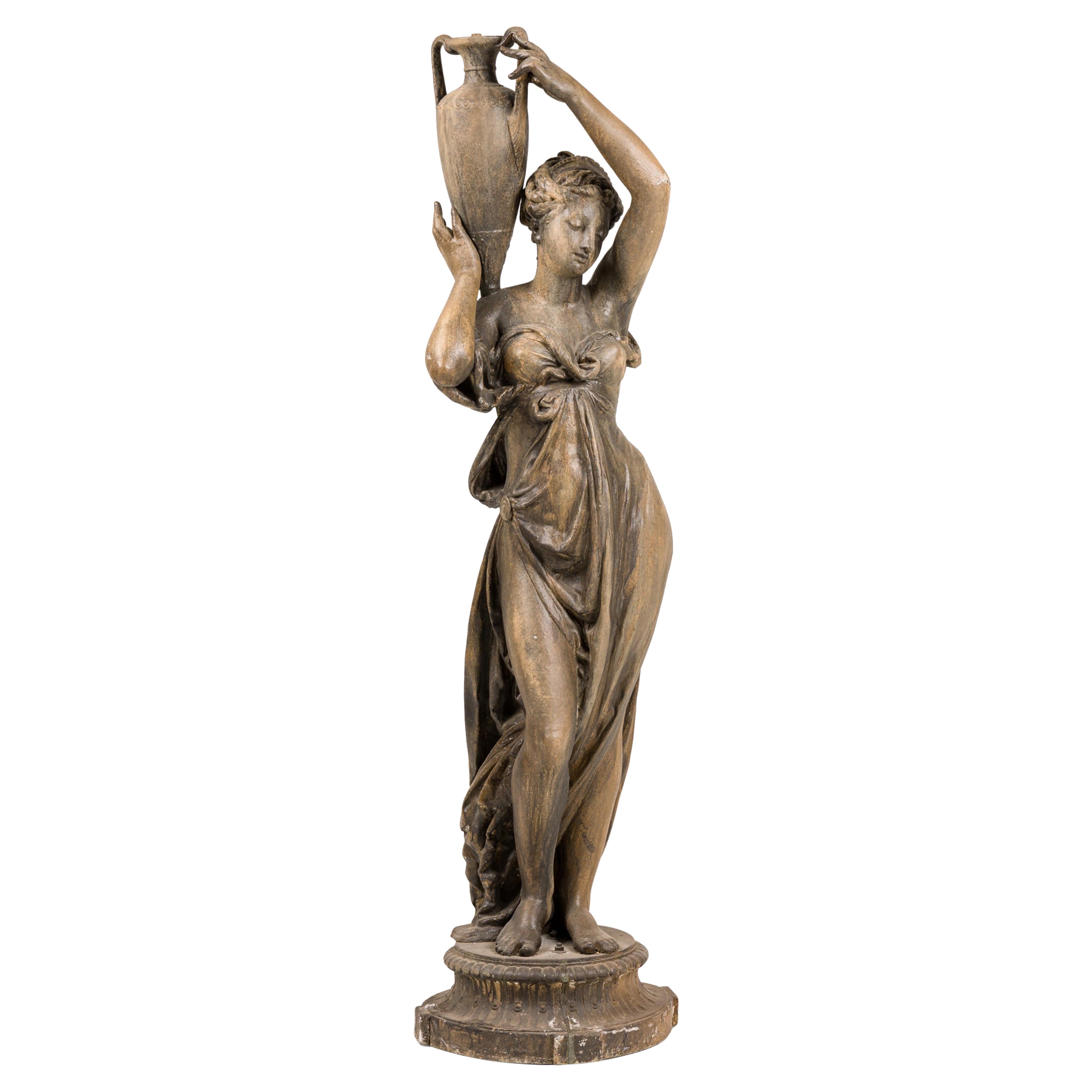 Outdoor Iron Greek Woman Statuary For Sale