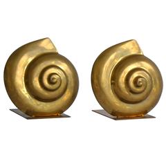 Pair of Brass Nautilus Form Bookends