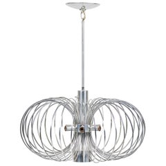 Gaetano Sciolari for Lightolier Italian Mid-Century Round Metal Cage Chandelier