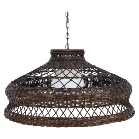 American Victorian Brown Wicker Chandelier