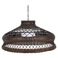 Lampadario vittoriano americano in vimini marrone