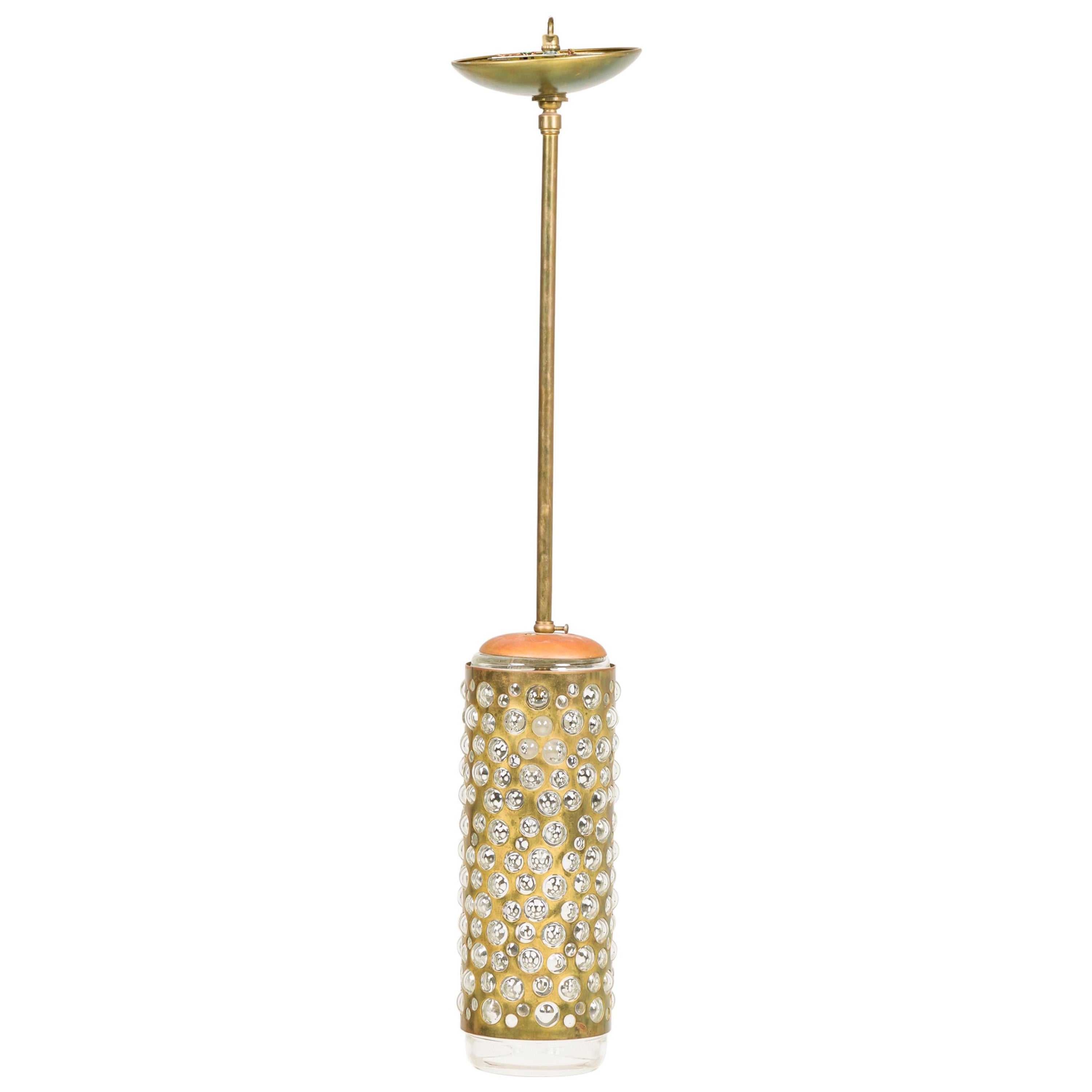 Contemporary Cylinder chandelier with glass bubbles For Sale