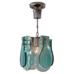 Moderner italienischer Kronleuchter aus Glas und poliertem Nickel, Max Ingrand, Fontana Arte