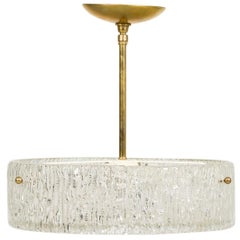 MId-Century Round Textured Glass Chandelier