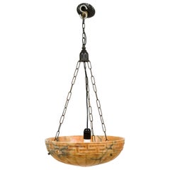 Mid-Century Round Stone Chandelier