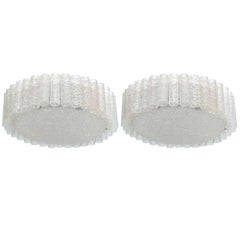 One German Modern Handblown Glass, "Doria" Flush Mount / Hanging Chandelier