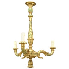 Italian Rococo Style Gilt Wood Chandelier